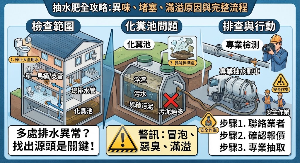 抽水肥怎麼辦？異味、堵塞、滿溢原因與完整處理流程